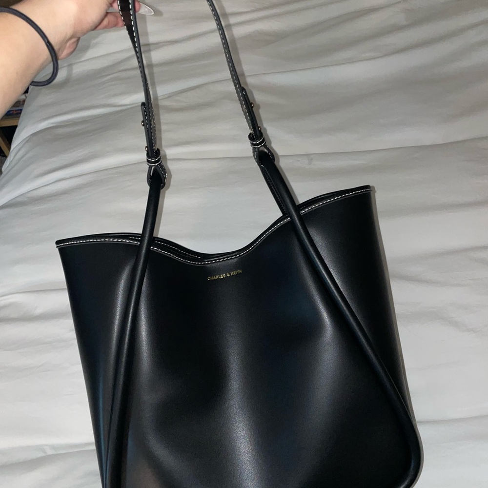 Charles & Keith Tubular Slouchy Tote Bag - Black